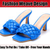 Braided Sandals For Women Heeled Sandals Slip On Stiletto Heels Slides Casual Shoes Square Toe Backless Chunky Woven Leather Strappy Dress Pumps Mules Summer Party Beach Non-Slip Xi Blue 6