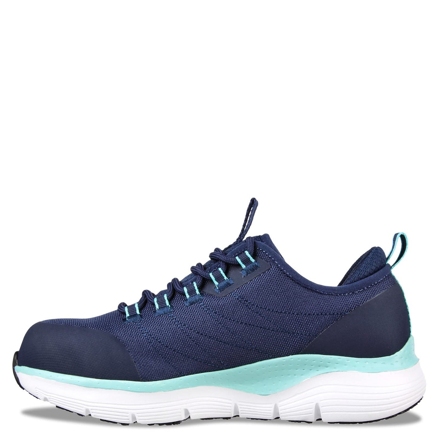Skechers Work Arch Fit SR Composite Toe - Sneakers for Women - Padded Tongue - Rubber Traction Outsole Navy/Aqua 5.5 B - Medium
