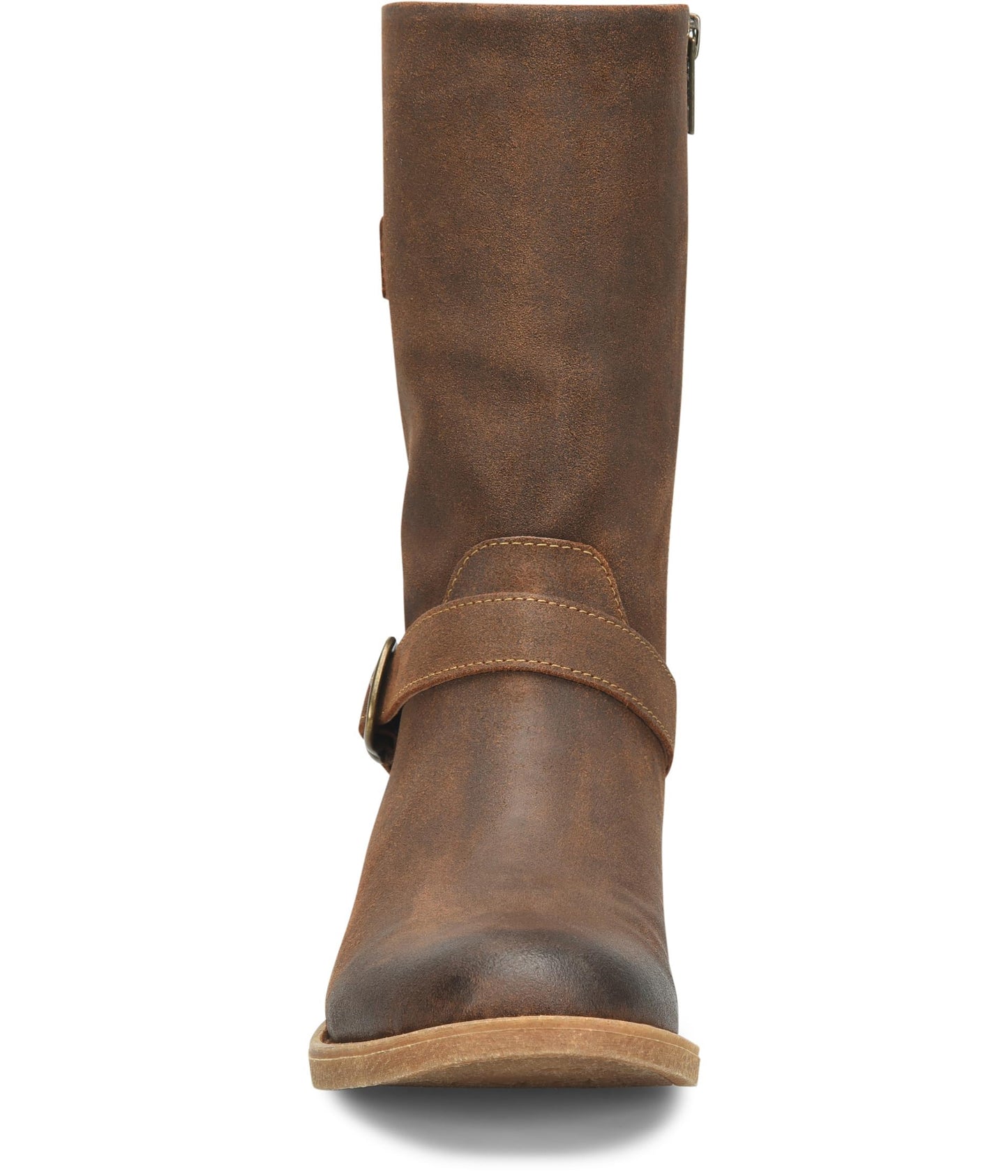 BORN Delano Women’s Brown Mid Calf Engineer Boots Buckle Zip Comfort Size 6 M