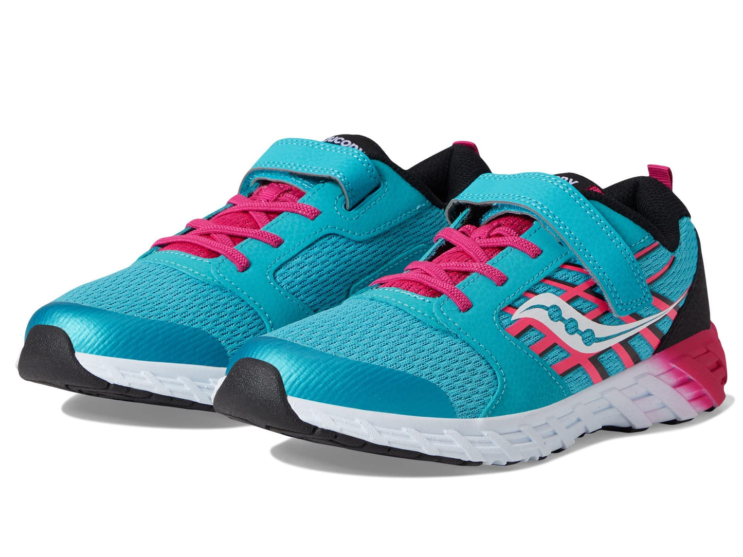 Saucony unisex child Wind Alternative Closure 2.0 Running Shoe, Turq/Pink/Black, 1 Big Kid US