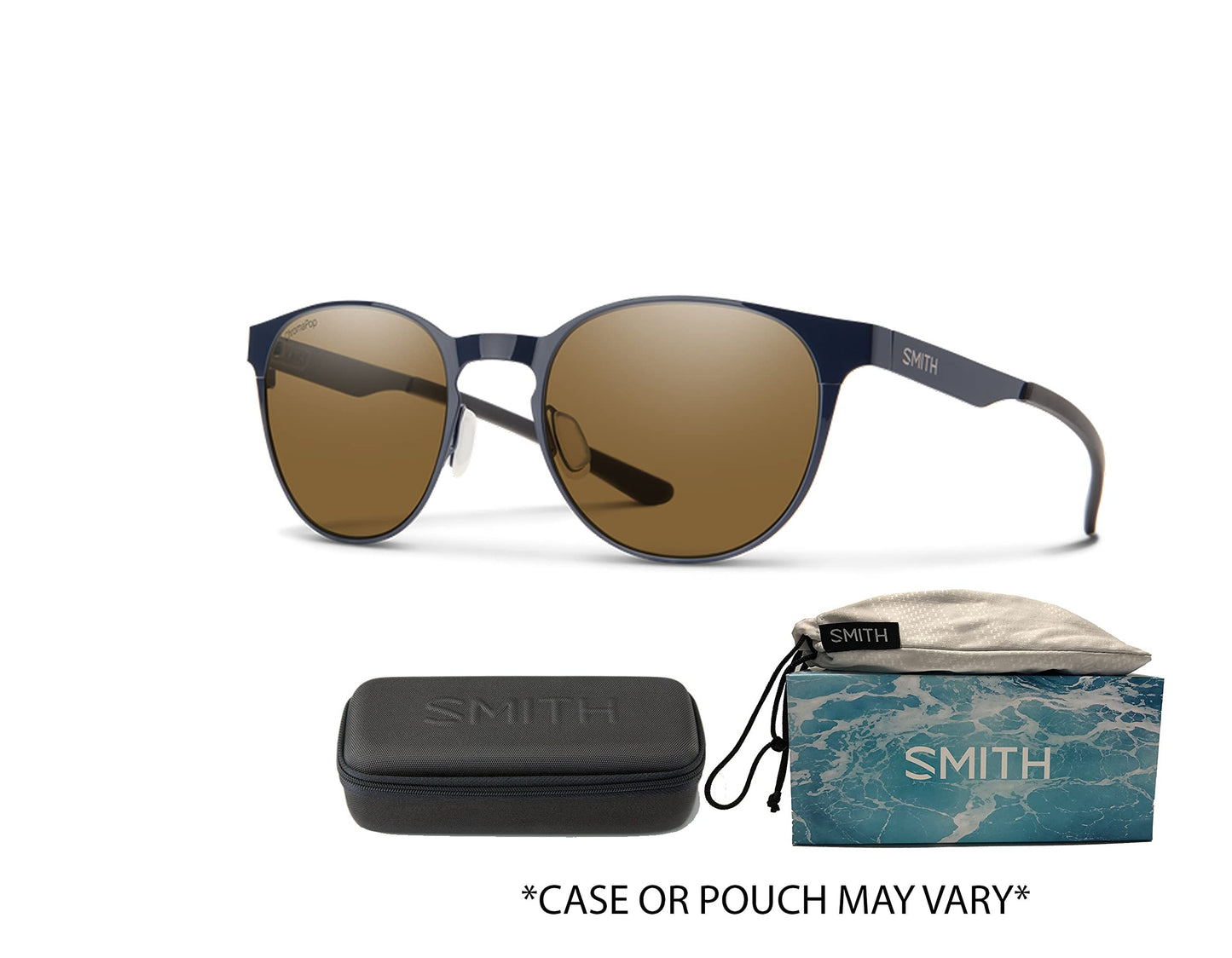 SMITH Eastbank Metal PJP52L5 52MM French Navy/Chromapop Polarized Brown Round Sunglasses for Men for Women +BUNDLE with ACCESSORY EYEWEAR KIT