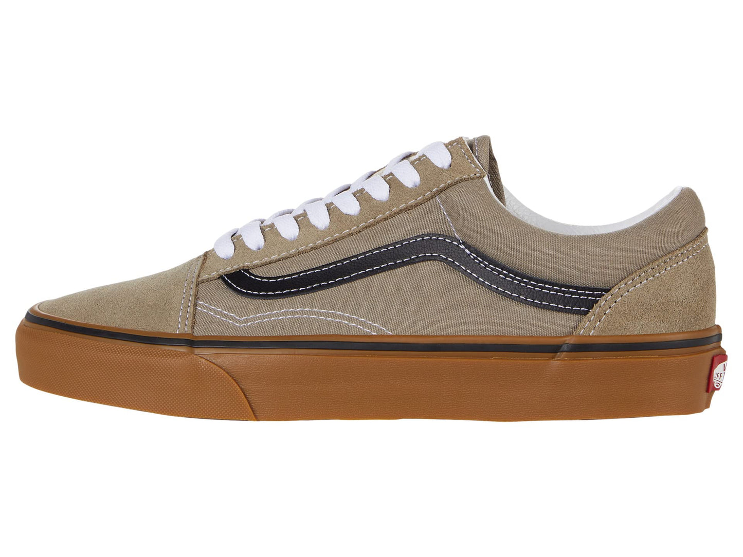 Vans Men's Old Skool Sneaker, (Gum) Timber Wolf/Black, Size 5.5