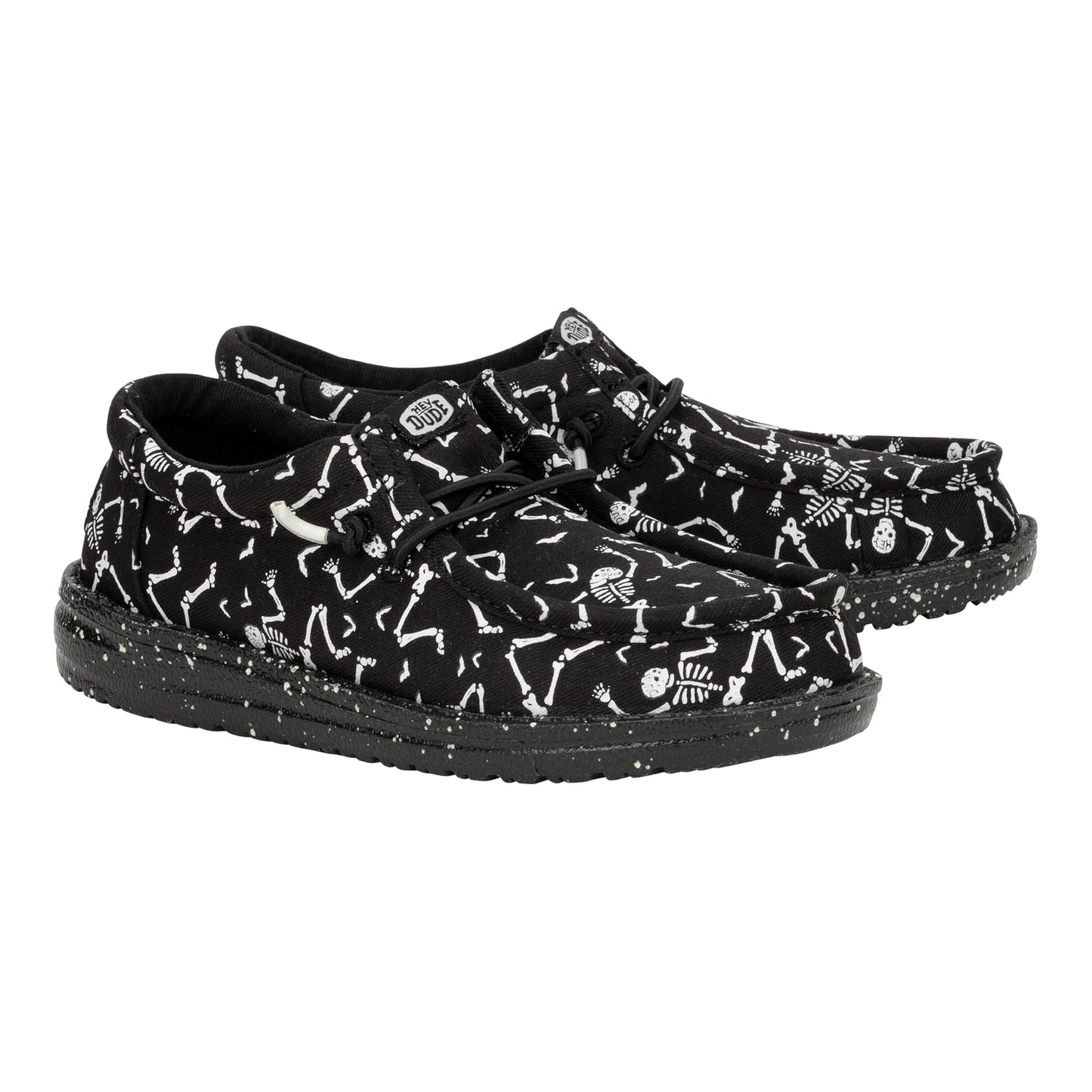 HEYDUDE Kids Mens Wally Skeletons (Little Kid/Big Kid) Black 5 Big Kid M