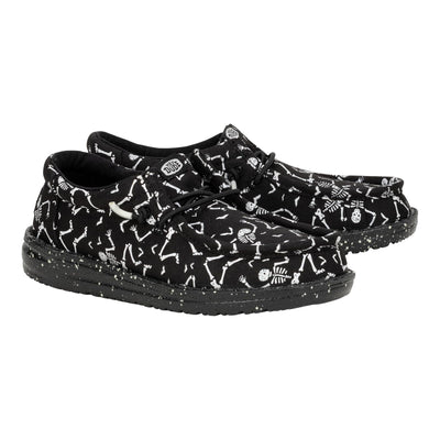 HEYDUDE Kids Mens Wally Skeletons (Little Kid/Big Kid) Black 5 Big Kid M
