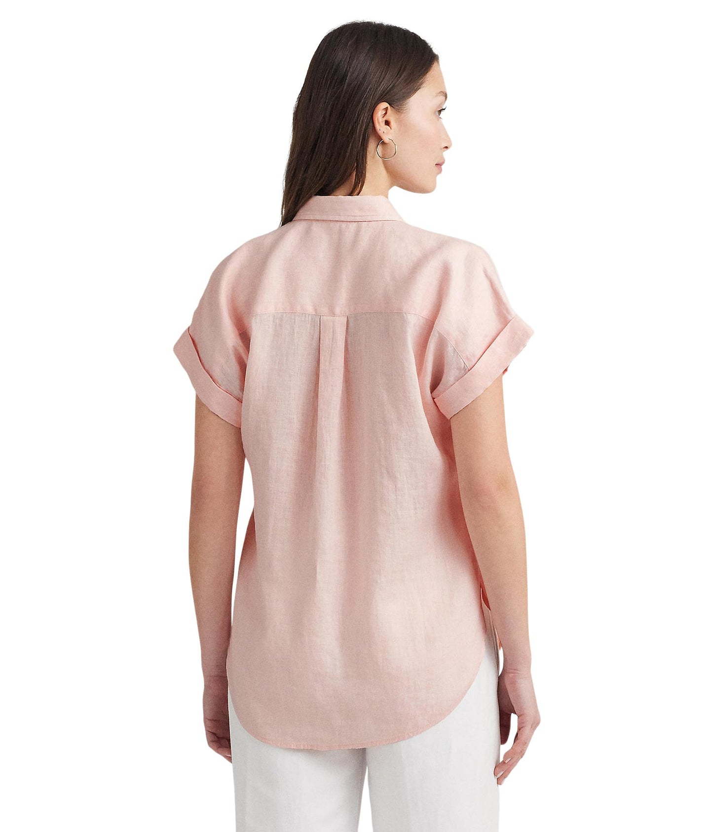 Lauren Ralph Lauren Womens Linen Dolman-Sleeve Shirt Pink Opal S