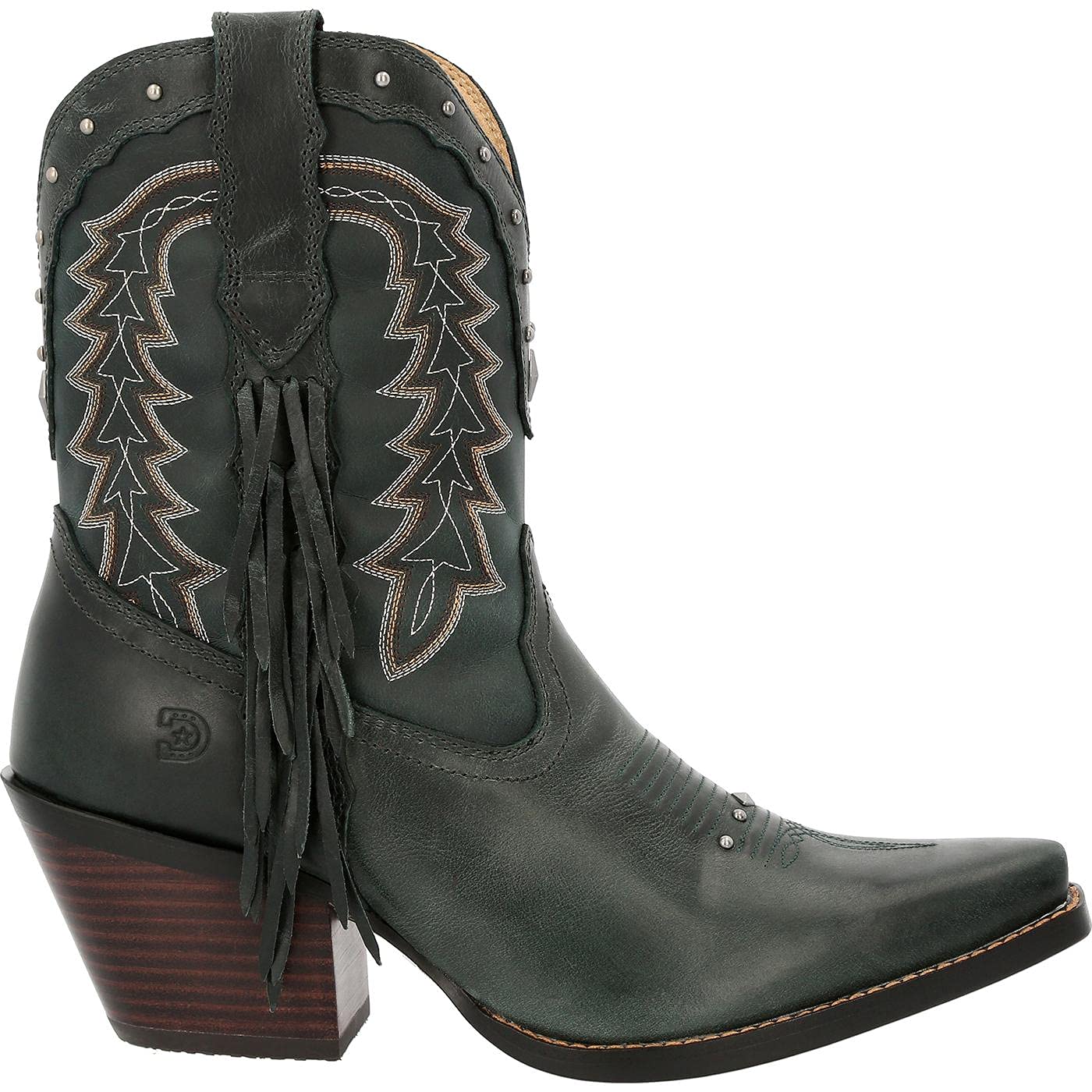Durango Crush Women's Vintage Teal Bootie Western Boot, Saddle Brown And Demin Blue, Size 8(M)