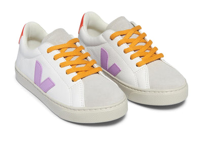 VEJA Small Esplar Laces (Little Big Kid) Sneaker, Extra-White_Orchid_Orange-Fluo, 13 Wide US Unisex
