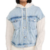 [BLANKNYC] Womens Hooded Denim With Sleeve Detail Jacket, Blooming, Medium US