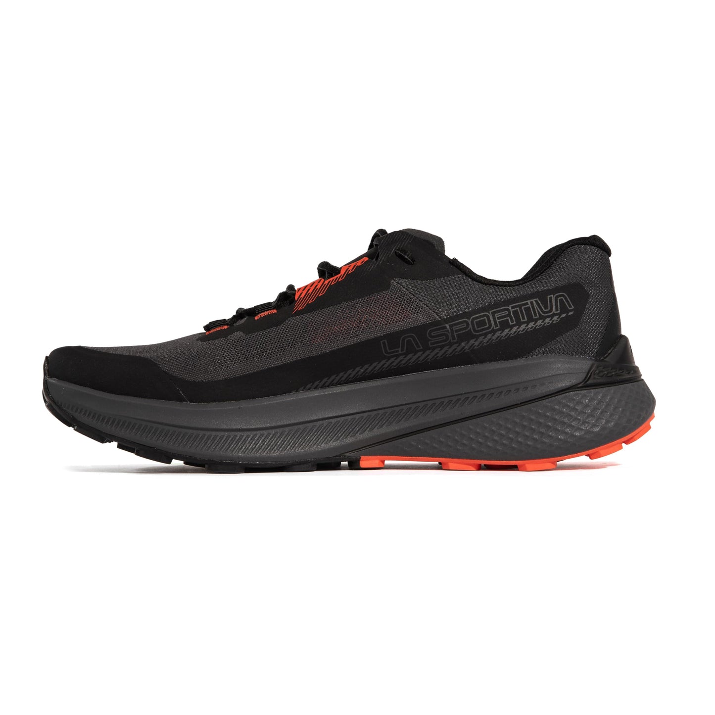 La Sportiva Men's Prodigio Lightweight Performance Trail Running Shoes, Carbon/Cherry Tomato, 10.5 US | 43.5 EU