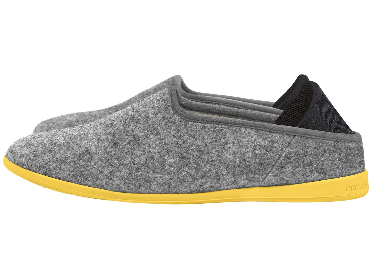 mahabis Classic Slippers, Comfy Premium Unisex House Shoe for Indoors and Outdoors Larvik Light Grey/Skane Yellow 46 (US Men's 12) Medium