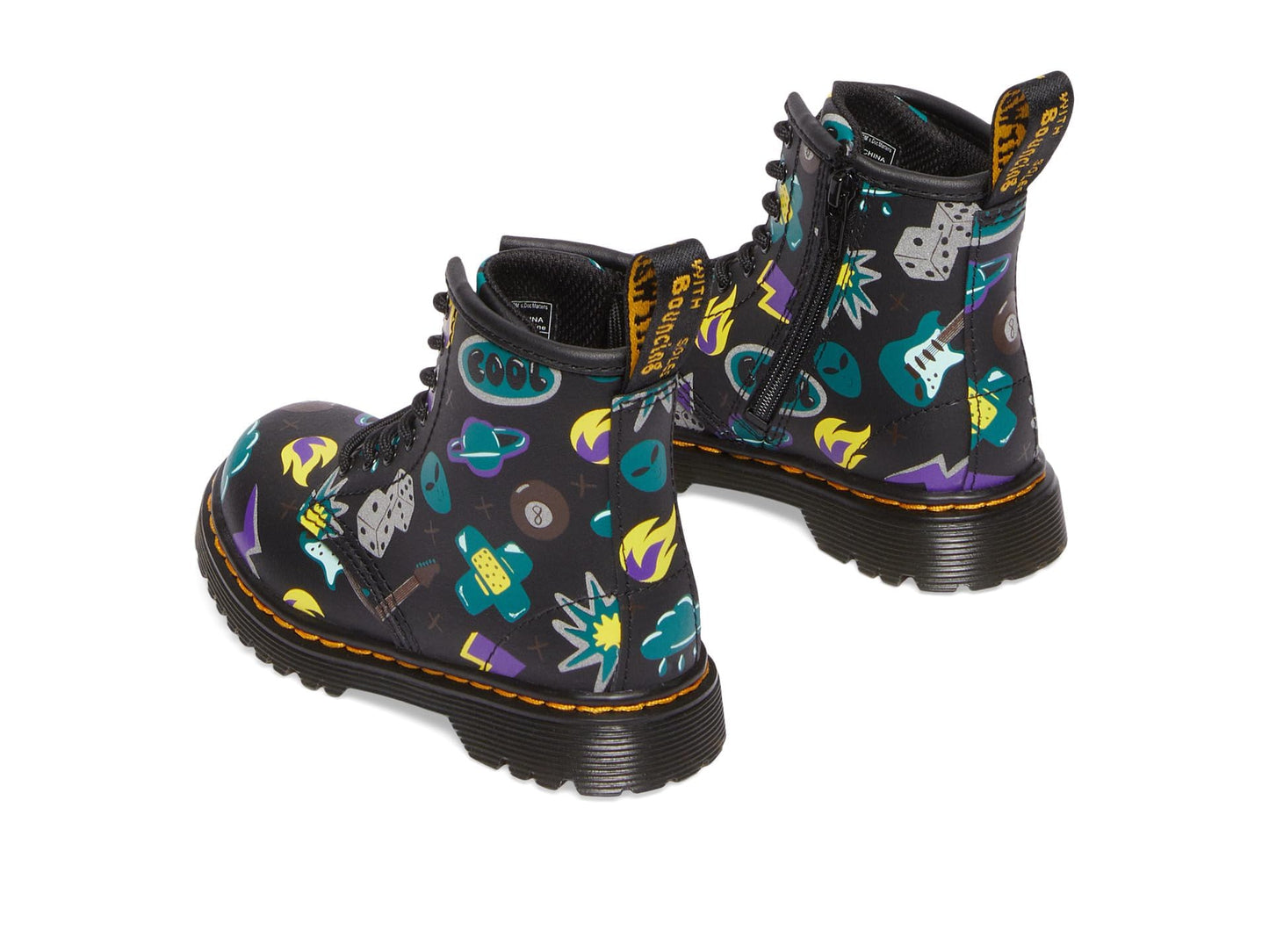 Dr. Martens Baby Boy's 1460 (Toddler) Black Sticker Print 8 UK (US 9 Toddler) M