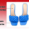 Braided Sandals For Women Heeled Sandals Slip On Stiletto Heels Slides Casual Shoes Square Toe Backless Chunky Woven Leather Strappy Dress Pumps Mules Summer Party Beach Non-Slip Xi Blue 6