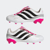 adidas Predator Precision.3 Youth Firm Ground Soccer Shoes - Fold-over Tongue, Soft Leather Forefoot, Firm Ground Outsole, Lightweight Synthetic Upper (White/Black/Pink, US Footwear Size System, Big Kid, Numeric, Medium, 4.5)