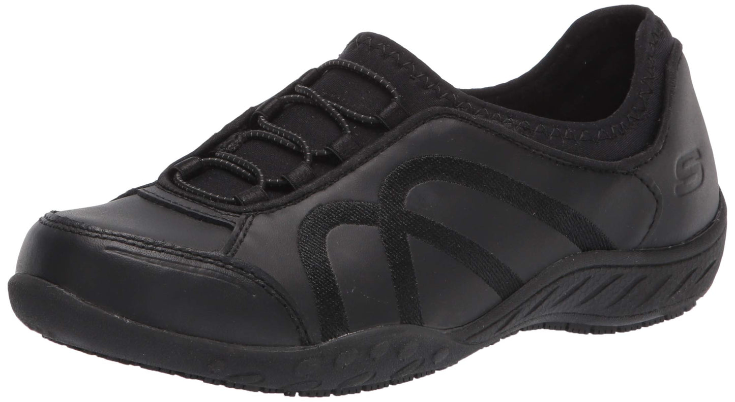 Skechers Women's Slip on Bungee Gore Food Service Shoe, Black, 9