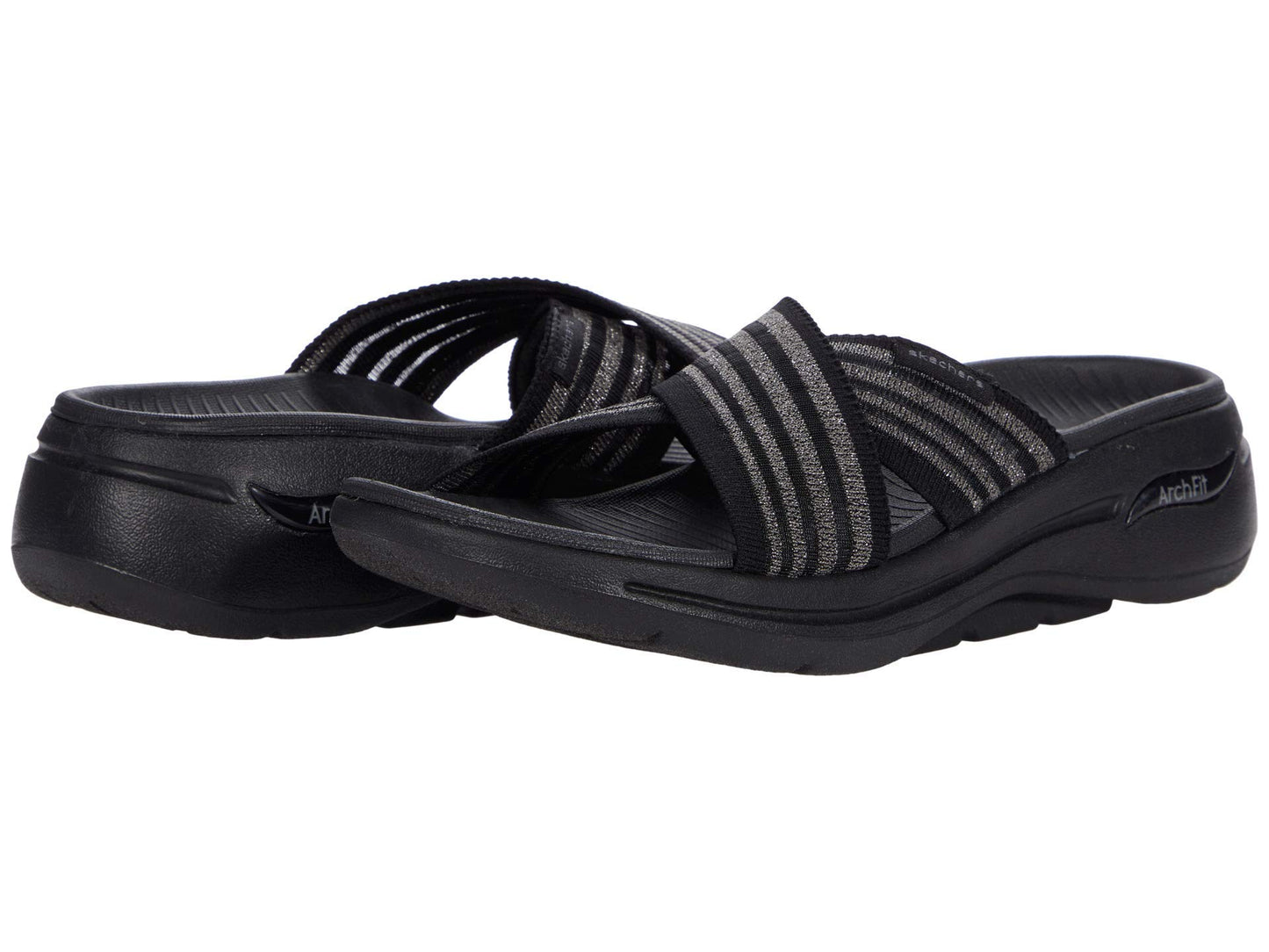 Skechers Go Walk Arch Fit Mesh Gore Cross Band Black 8 B (M)