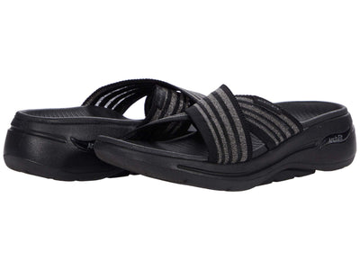 Skechers Go Walk Arch Fit Mesh Gore Cross Band Black 8 B (M)
