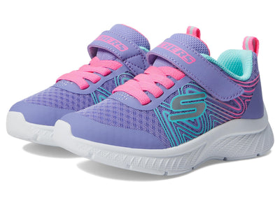 Skechers Unisex-Child Microspec Plus - Swirl Sweet Sneaker, Perwinkle/Multi, 5 Toddler