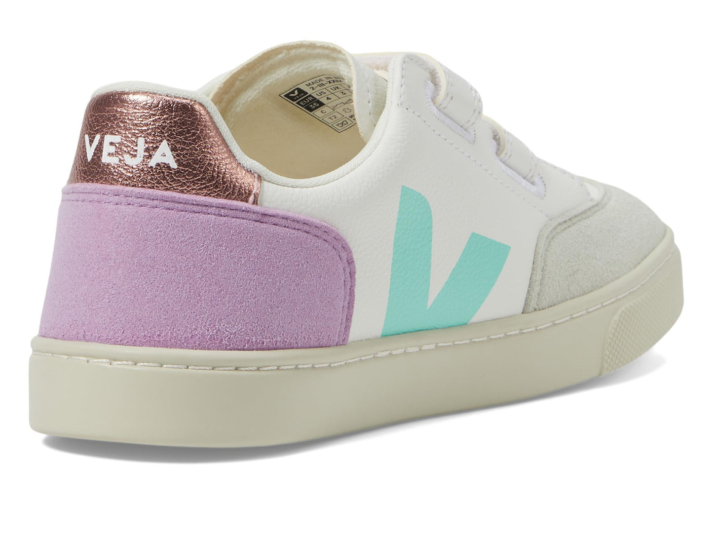 VEJA Unisex Small V-12 (Little Kid/Big Kid) Extra-White_Multico-Orchid 3, Medium