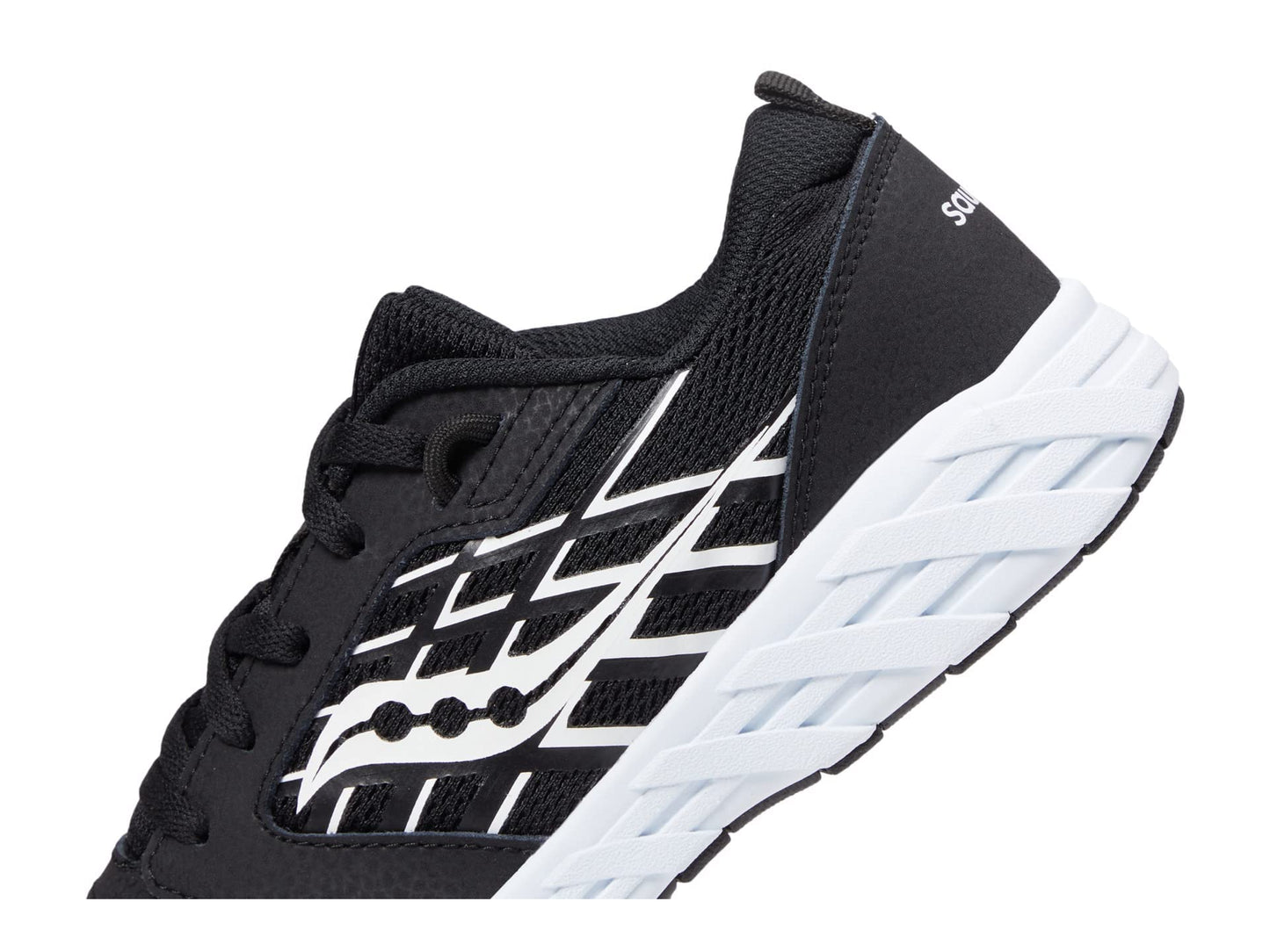 Saucony Unisex Kid's Wind 2.0 Running Shoe, Black/White, 6 Medium
