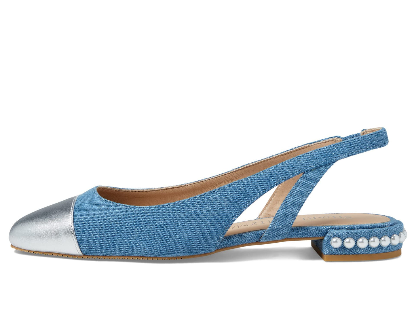 Stuart Weitzman Pearl Slingback Washed/Silver 8.5 B