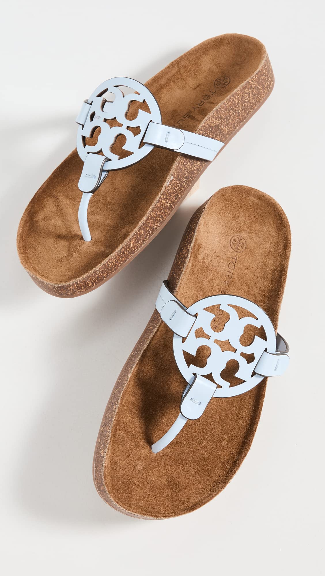 Tory Burch Women's Miller Cloud Sandals, Crisp Blue/Natural, 8 Medium US