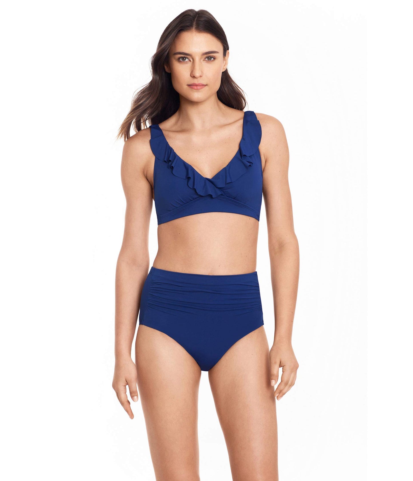 Lauren Ralph Lauren Beach Club Solid Ruffle Underwire Bra Top Saphirre 6