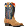 ARIAT Unisex-Kids Derby Monroe Western Boot - Terracotta Roughout/Royal Gold Metallic, 11 Medium