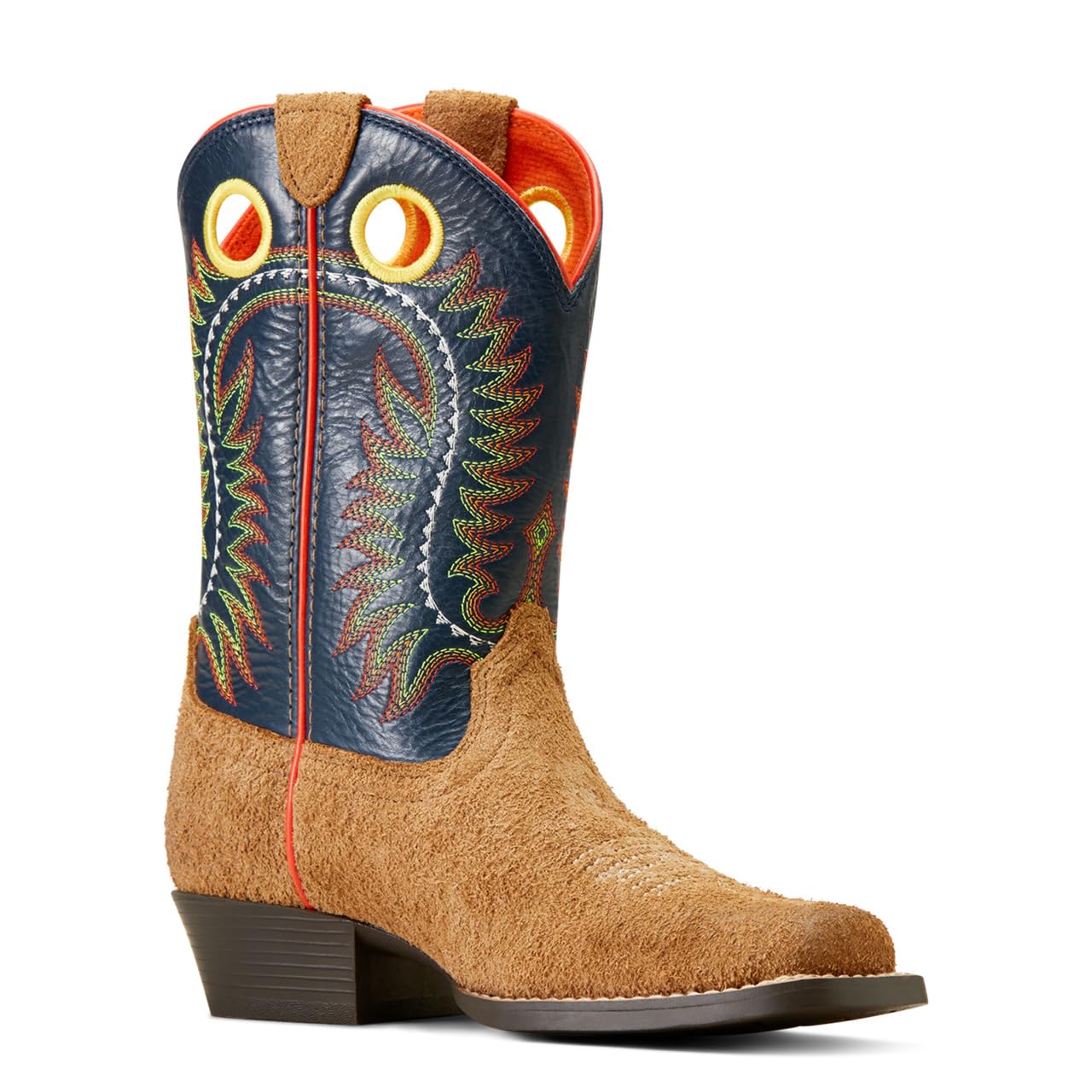 ARIAT Unisex-Kids Derby Monroe Western Boot - Terracotta Roughout/Royal Gold Metallic, 11 Medium