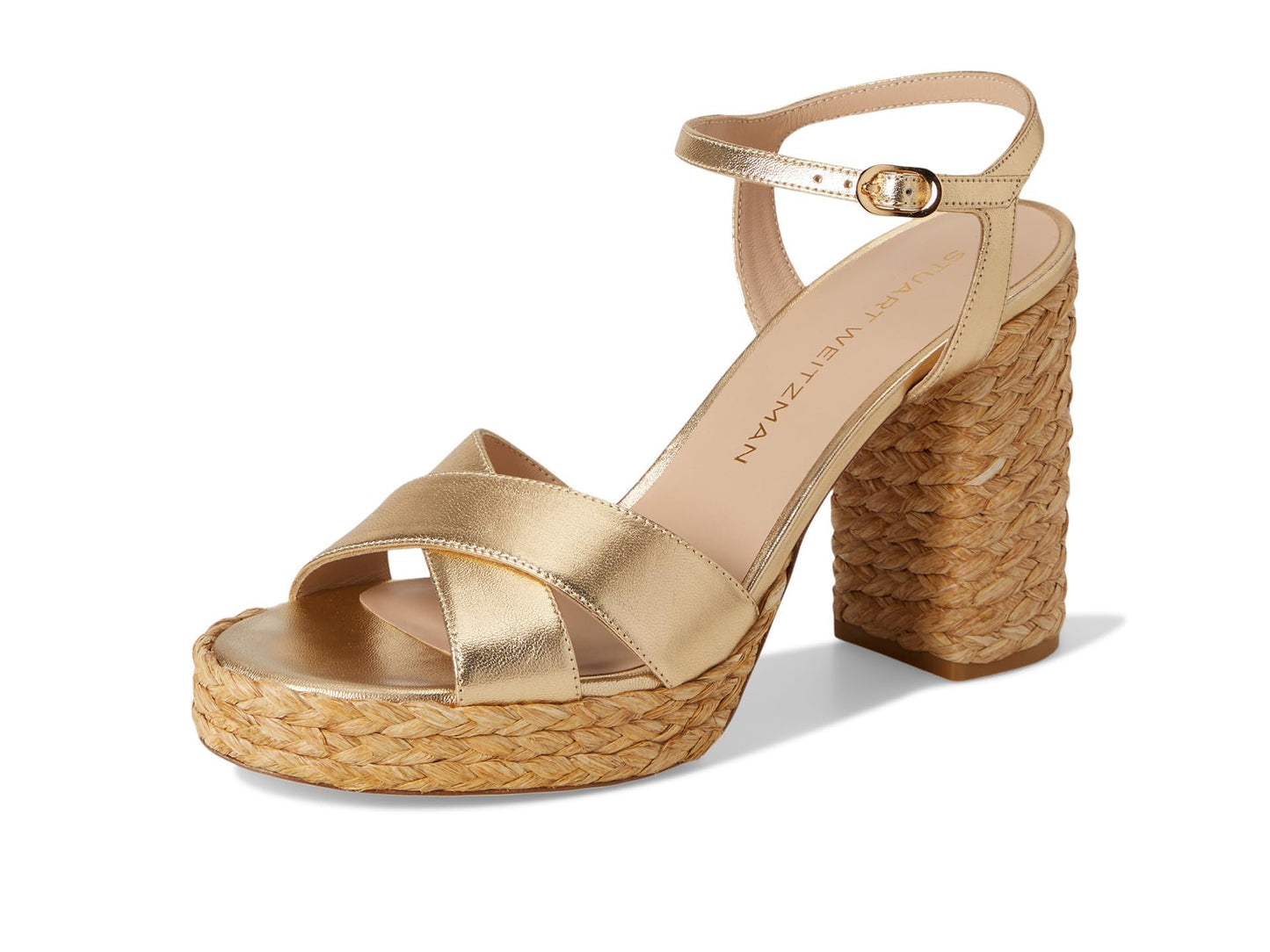Stuart Weitzman Womens Dayna Platform Sandal Golden/Natural 7 Medium