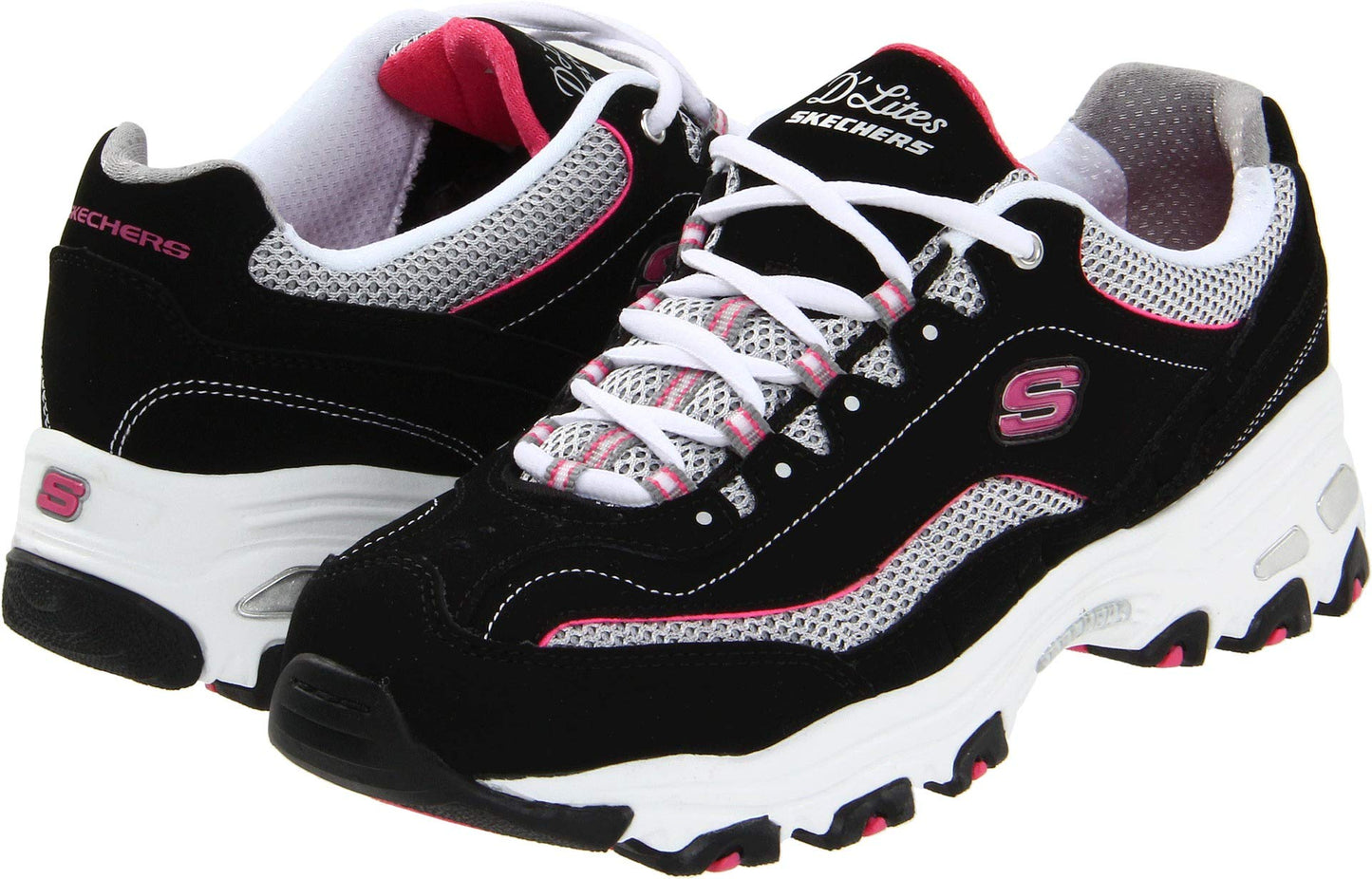 Skechers D'Lites Centennial Womens Sneakers Black/White/Pink 9.5 W