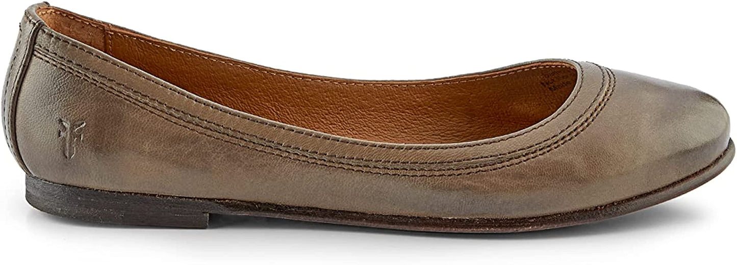 Frye Carson Ballet Flats for Women - Premium Tumbled Leather Lining, Leather Outsole - 3/8" Heel, Warm Grey - 9.5 M