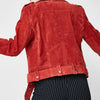 [BLANKNYC] womens Luxury Clothing Cropped Suede Leather Motorcycle Jackets, Comfortable & Stylish Coats, Red My Mind, Small