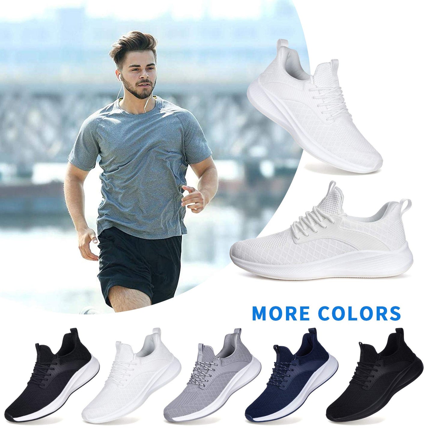 Mens Sneakers White Shoes for Men - Slip Resistant Trail Running Athletic Tennis Workout Gym Shoes Altra Light Breathable Mesh Casual Walking Shoes Size 10