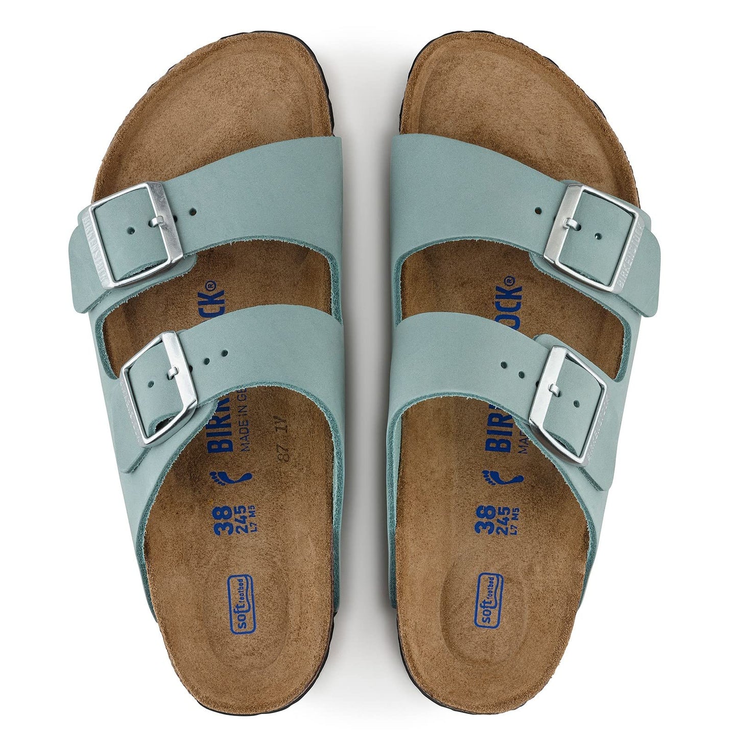 Birkenstock Arizona Soft Footbed Faded Aqua Nubuck EU 36 (US Women's 5-5.5) Narrow