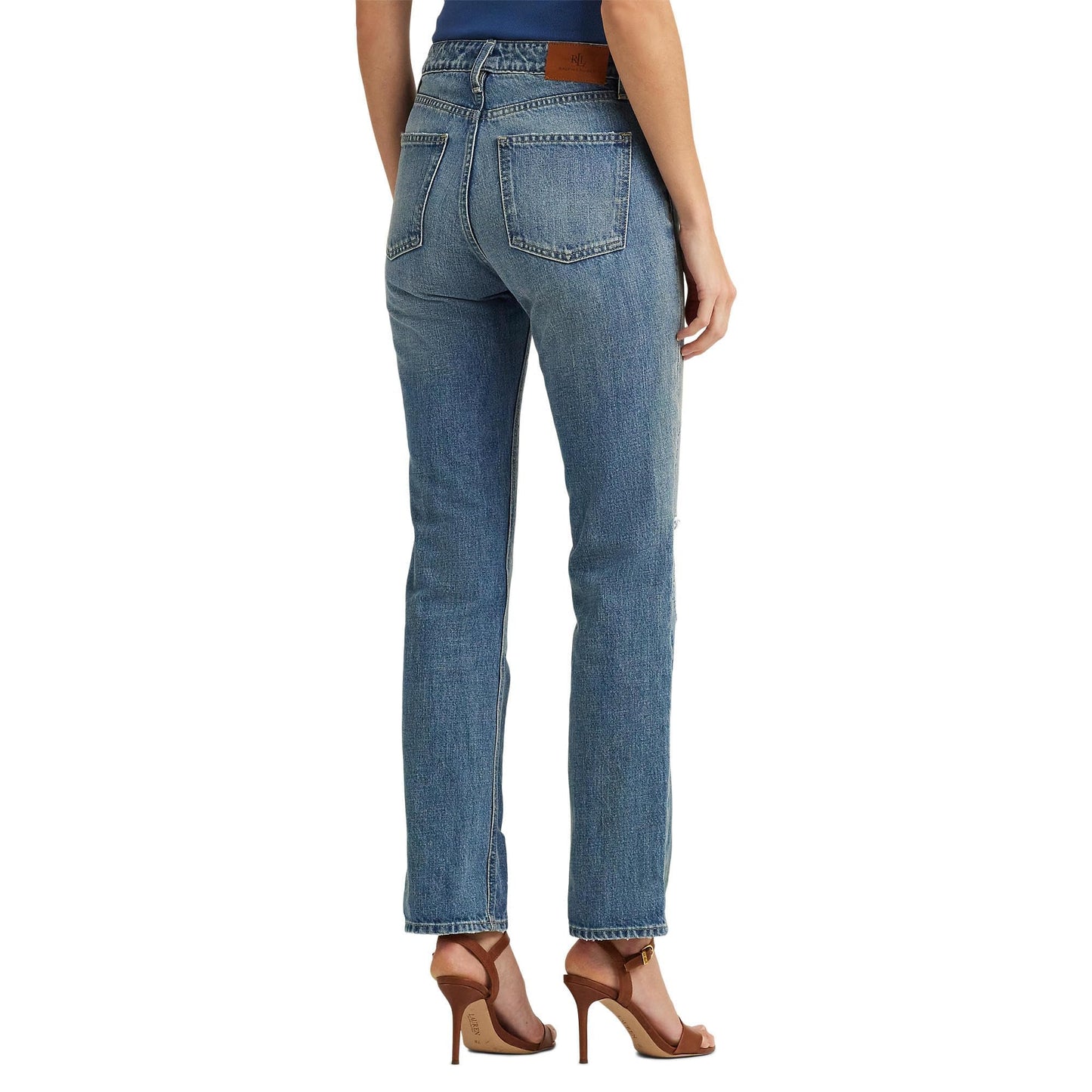 Lauren Ralph Lauren Women's Distressed High-Rise Straight Ankle Jeans in Cassis Wash Cassis Wash Size: 4 Inseam: 28