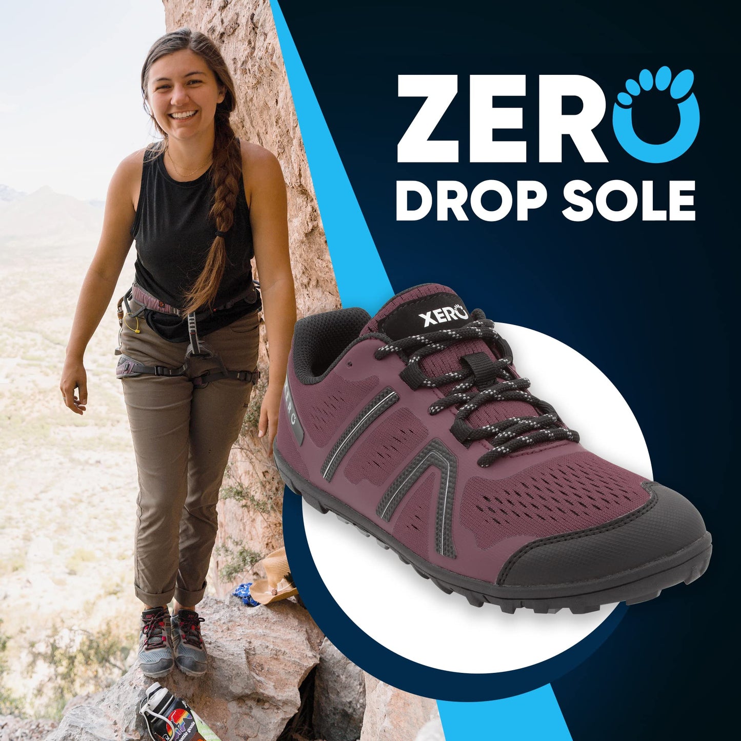 Xero Shoes Women's Mesa Trail Barefoot Trail Run Shoes, Muddy Rose, 9.5