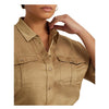 Lauren Ralph Lauren Womens Plus-Size Satin Shantung Shirt Burnished Tan 1X