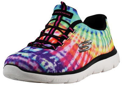 Skechers Women's Summits - Looking Groovy Sneakers, Black/White Multi, 11 W US