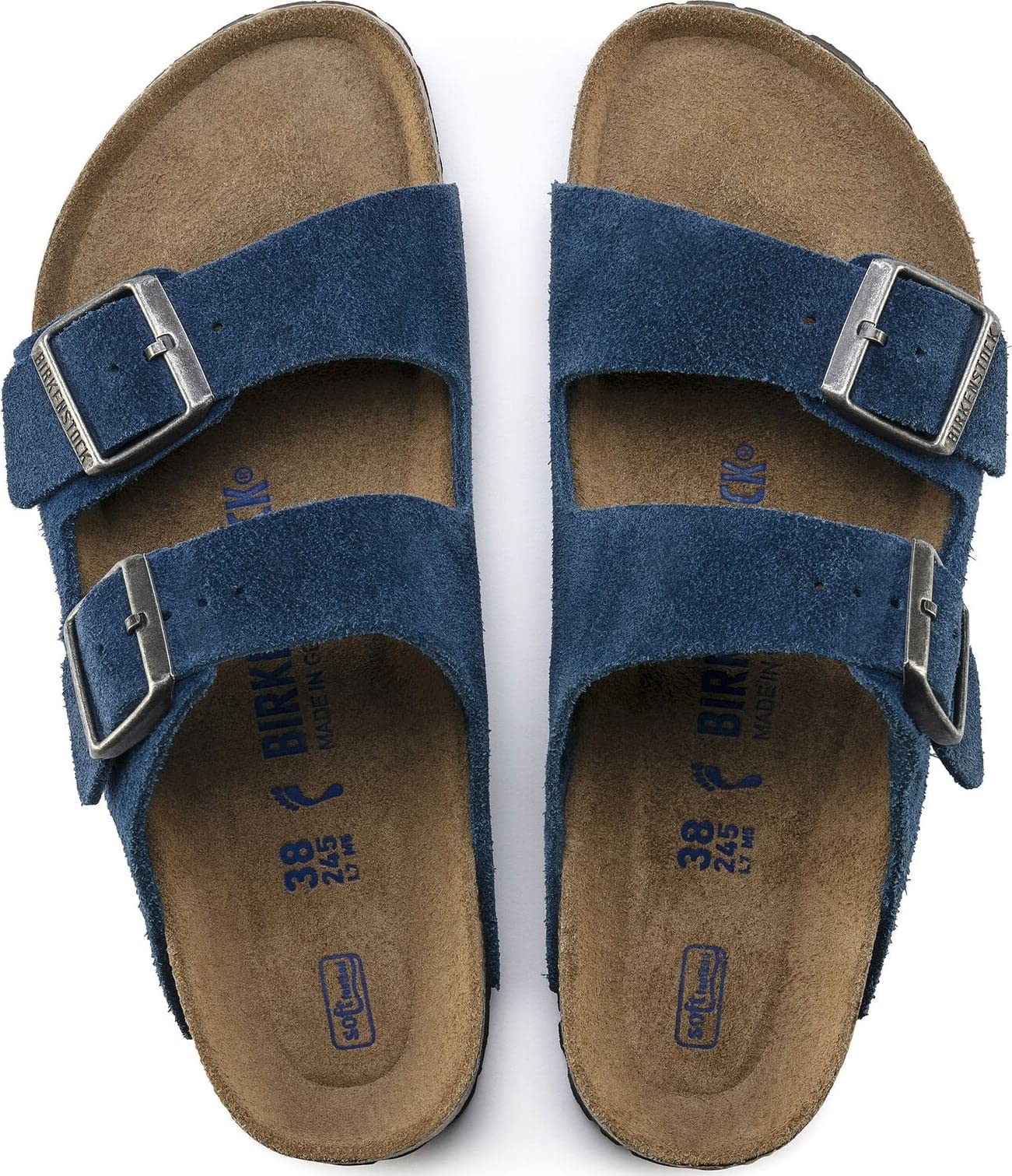 Birkenstock Women's Arizona SFB Suede Moroccan Blue 38 N