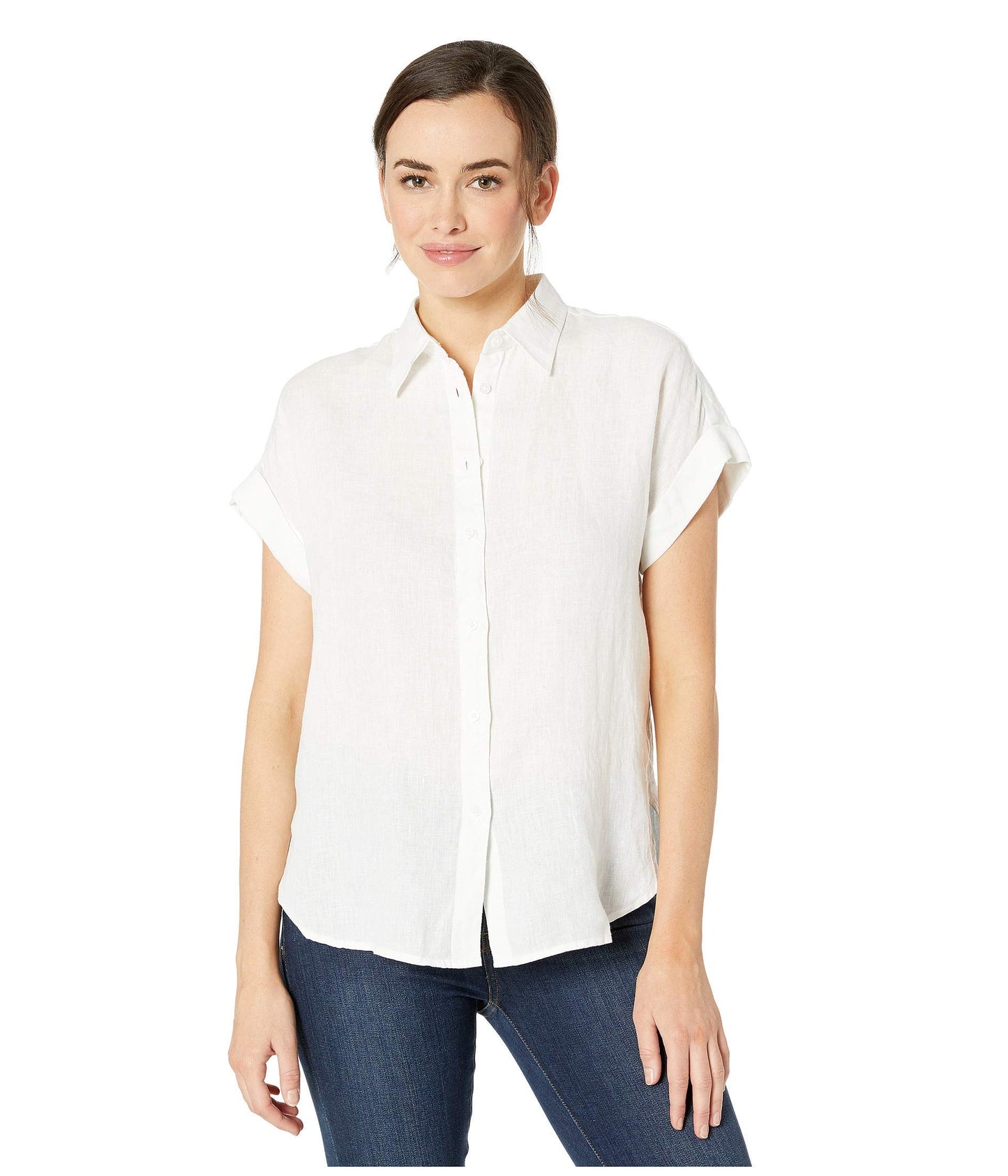 Lauren Ralph Lauren Linen Dolman-Sleeve Shirt White MD