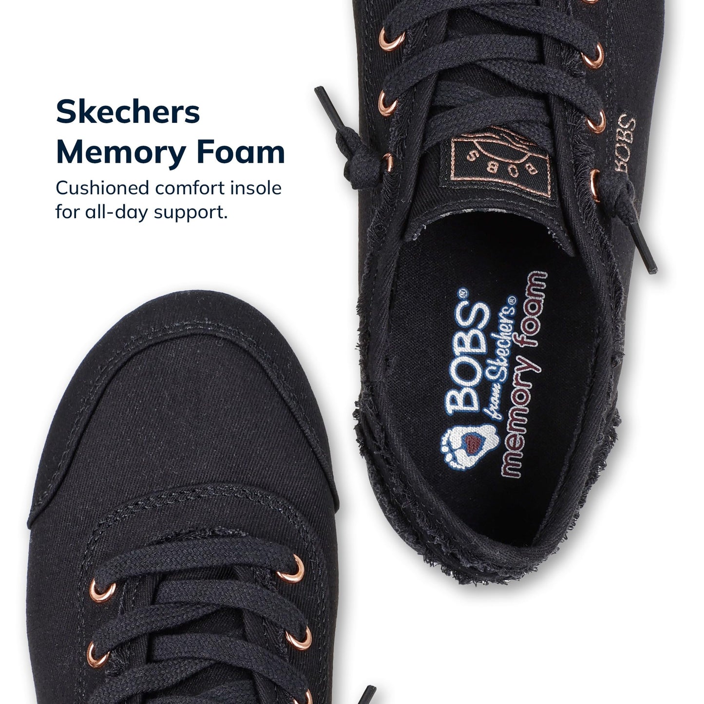 Skechers Women's Bobs B Cute Sneaker – Memory Foam, Flexible Outsole, Lightweight Vegan Shoes, Black, 5