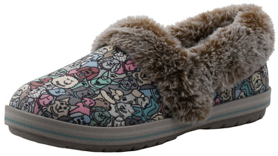 Skechers Womens Too Cozy Pooch Parade Slipper, Taupe Multi,9 M US