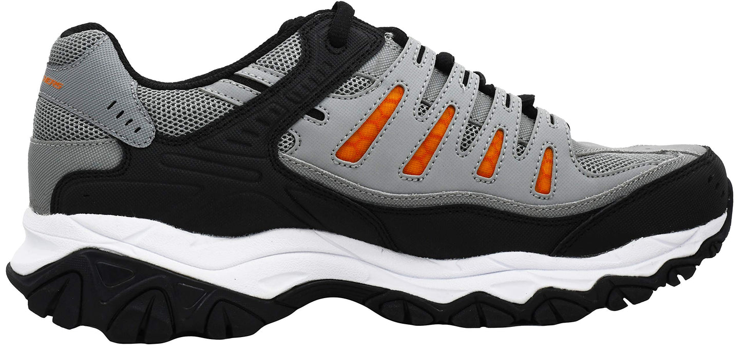 Skechers Men's Afterburn Memory Fit Lace-up Sneaker, Grey/Orange, 9 M US