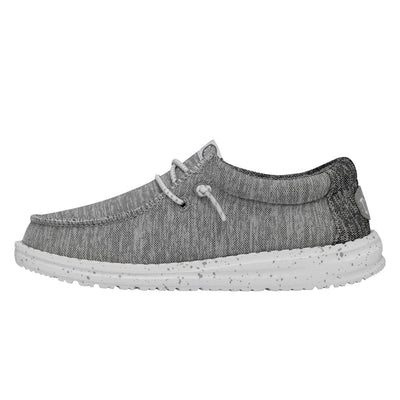 HEYDUDE Boy's Wally-T Canvas Light Grey Size 10 | Youth's Shoes | Youth Slip-on Loafers | Comfortable & Light-Weight
