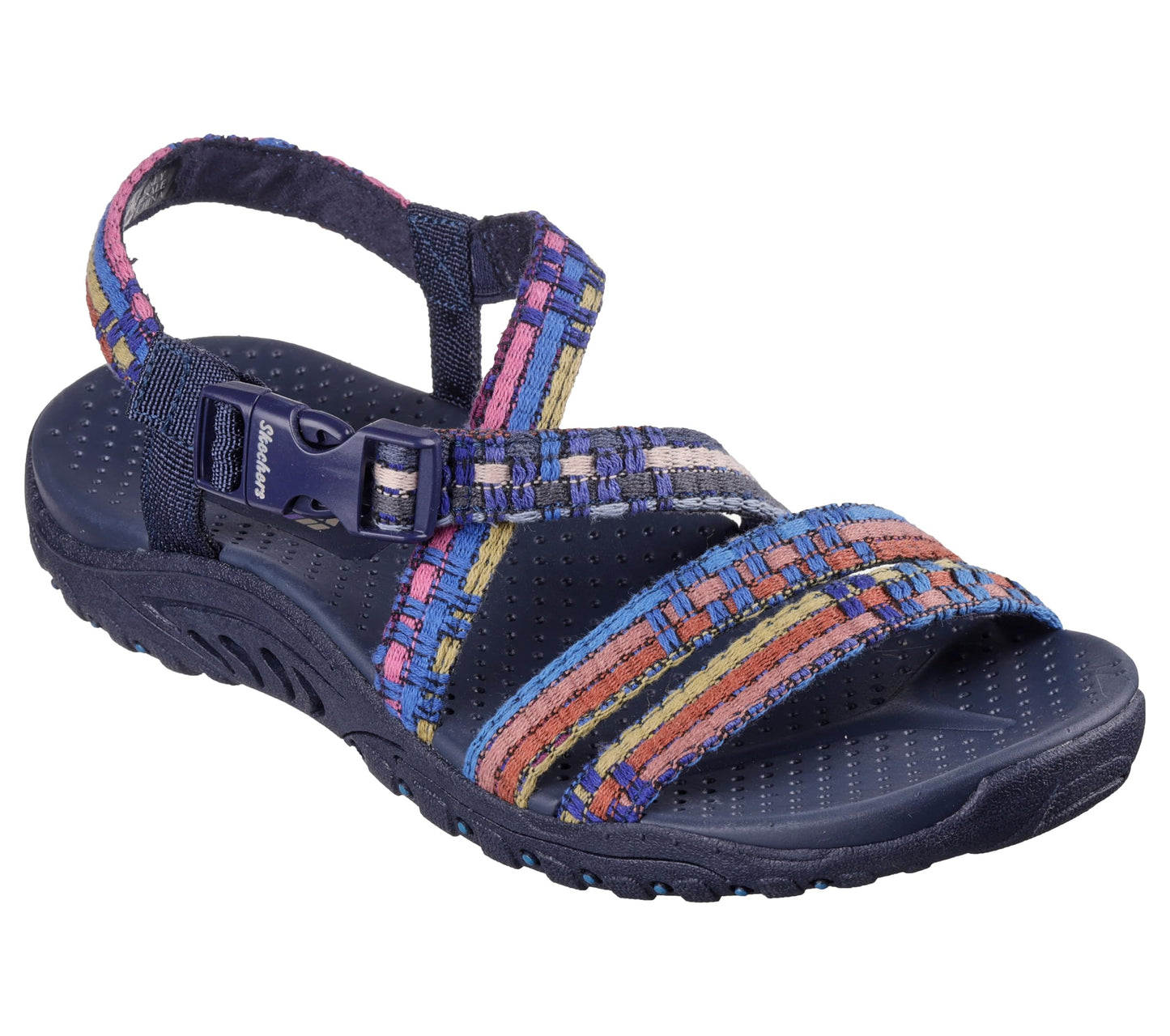 Skechers Women's Reggae-Sew Me-Boho Woven Strappy Slingback Sandal, Navy Multi, 9.5