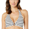 LAUREN RALPH LAUREN Stripe Mix Ring Front Halter Top Black 8