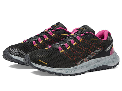Merrell Fly Strike Running Shoes for Men – Mesh Upper – EVA Footbed Lace-up Closure – Rubber Outsole Black/Fuchsia 6.5 M