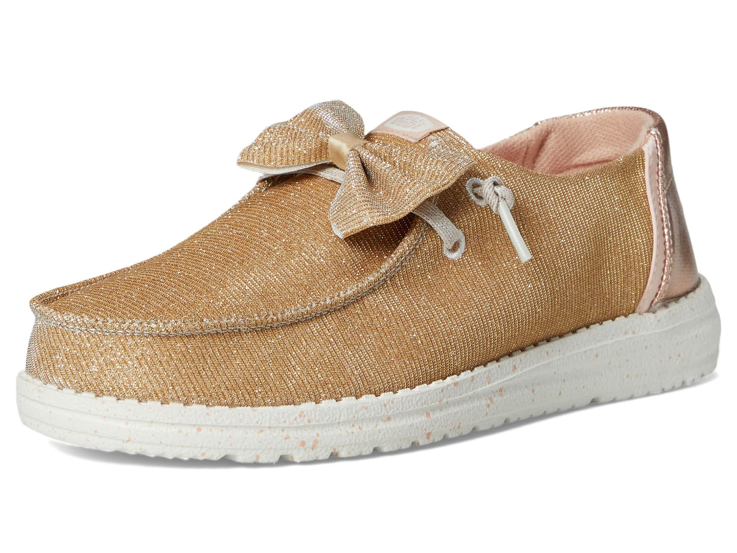 HEYDUDE Womens Wendy Sparkle Bow Rose Gold 7 Medium