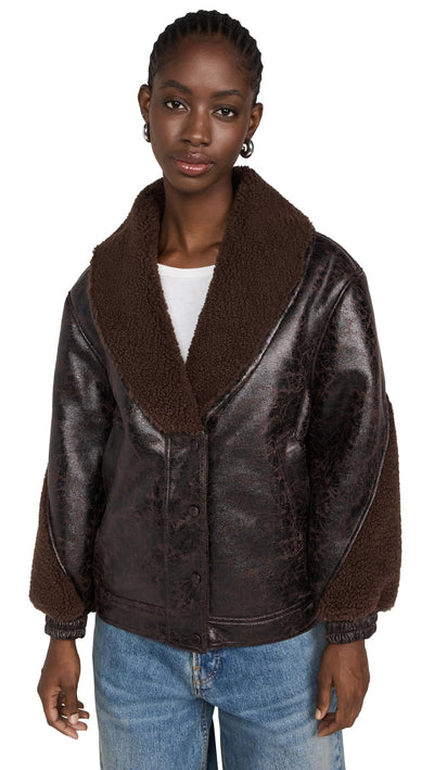 [BLANKNYC] Women's Sweet Talker Bomber Jacket, Brown Combo, M