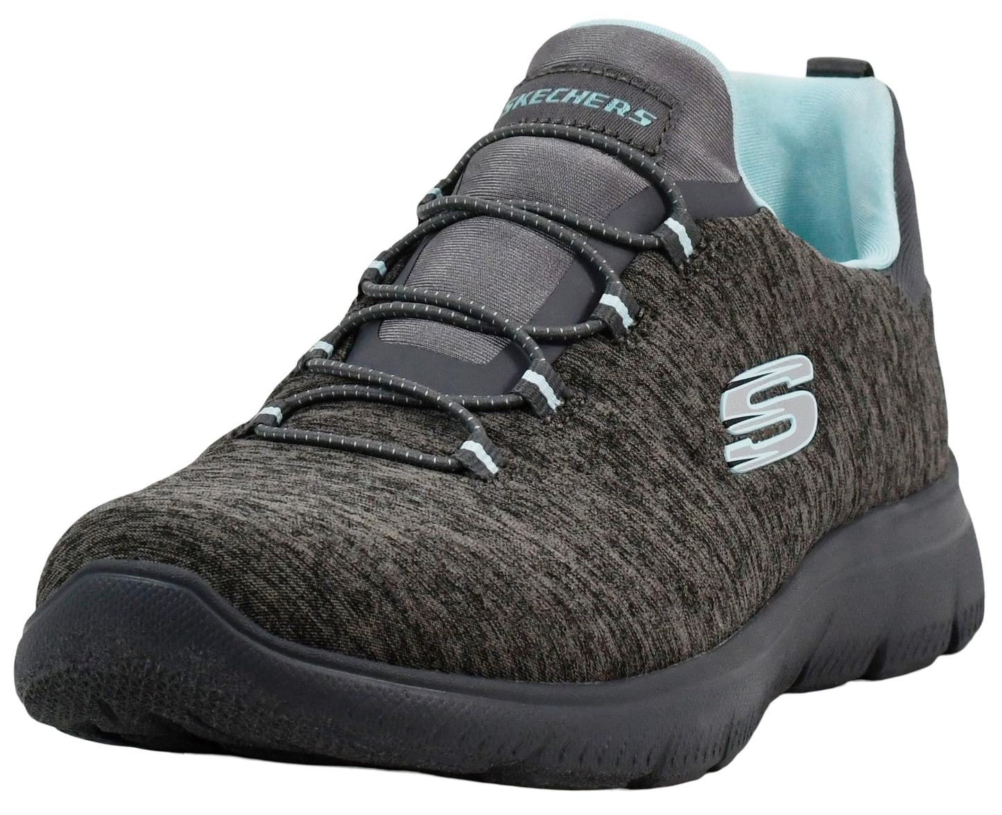 Skechers Women's Summits - Quick Getaway Shoes, Charcoal/Light Blue, 9 M